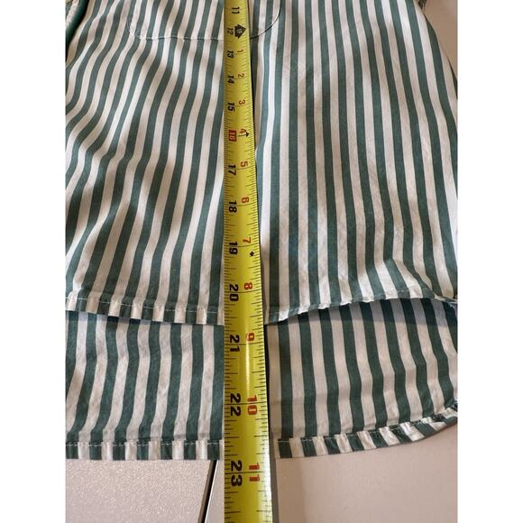 J.Crew Womens Pajama Set Sz S Green White Striped Poplin Holiday Long Sleeve - Picture 13 of 13